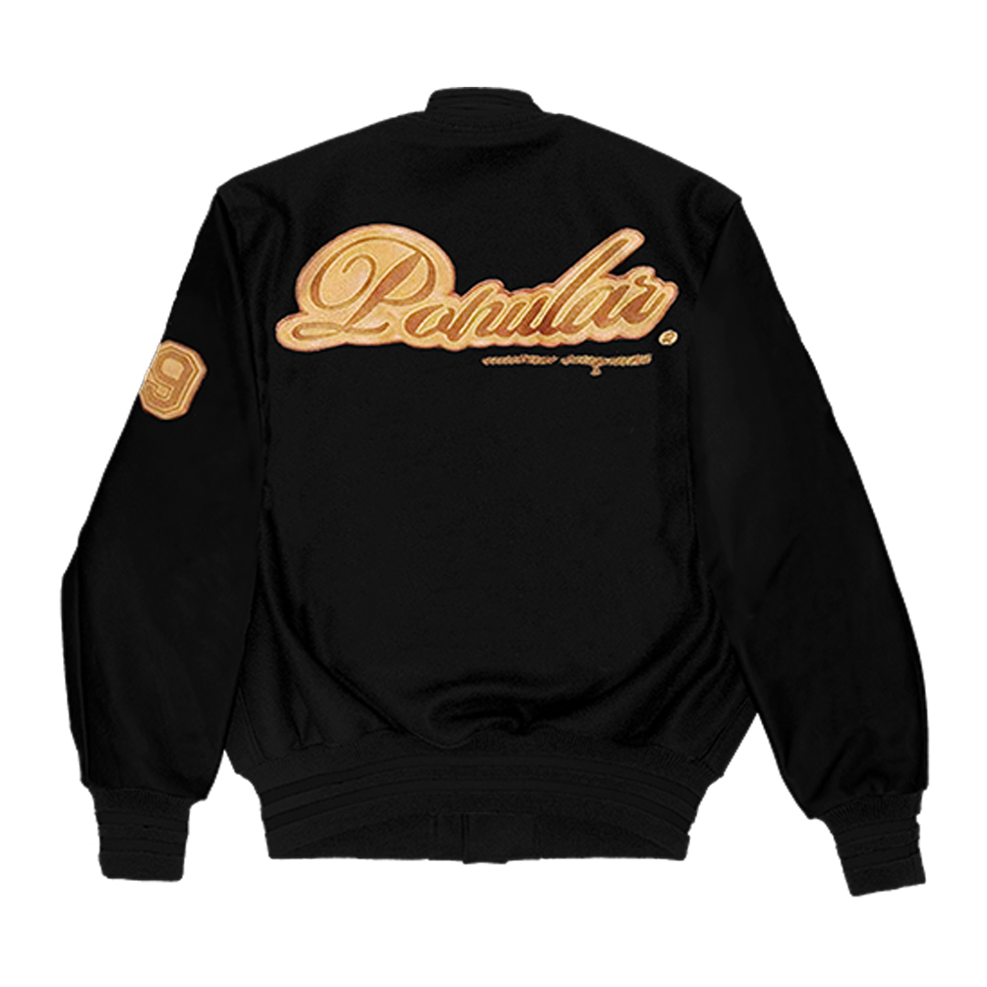 Black Pohular Varsity Jacket