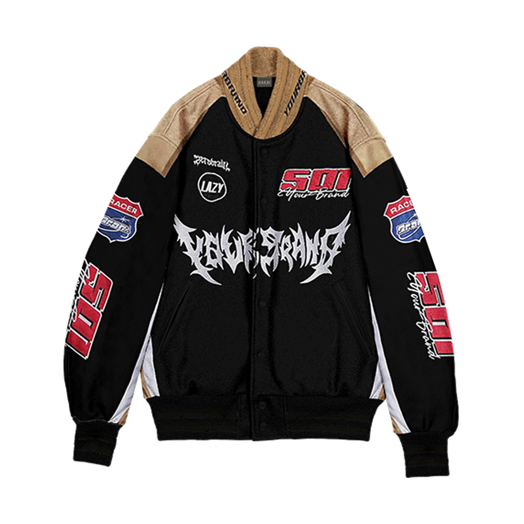 Black Racing Varsity Jacket