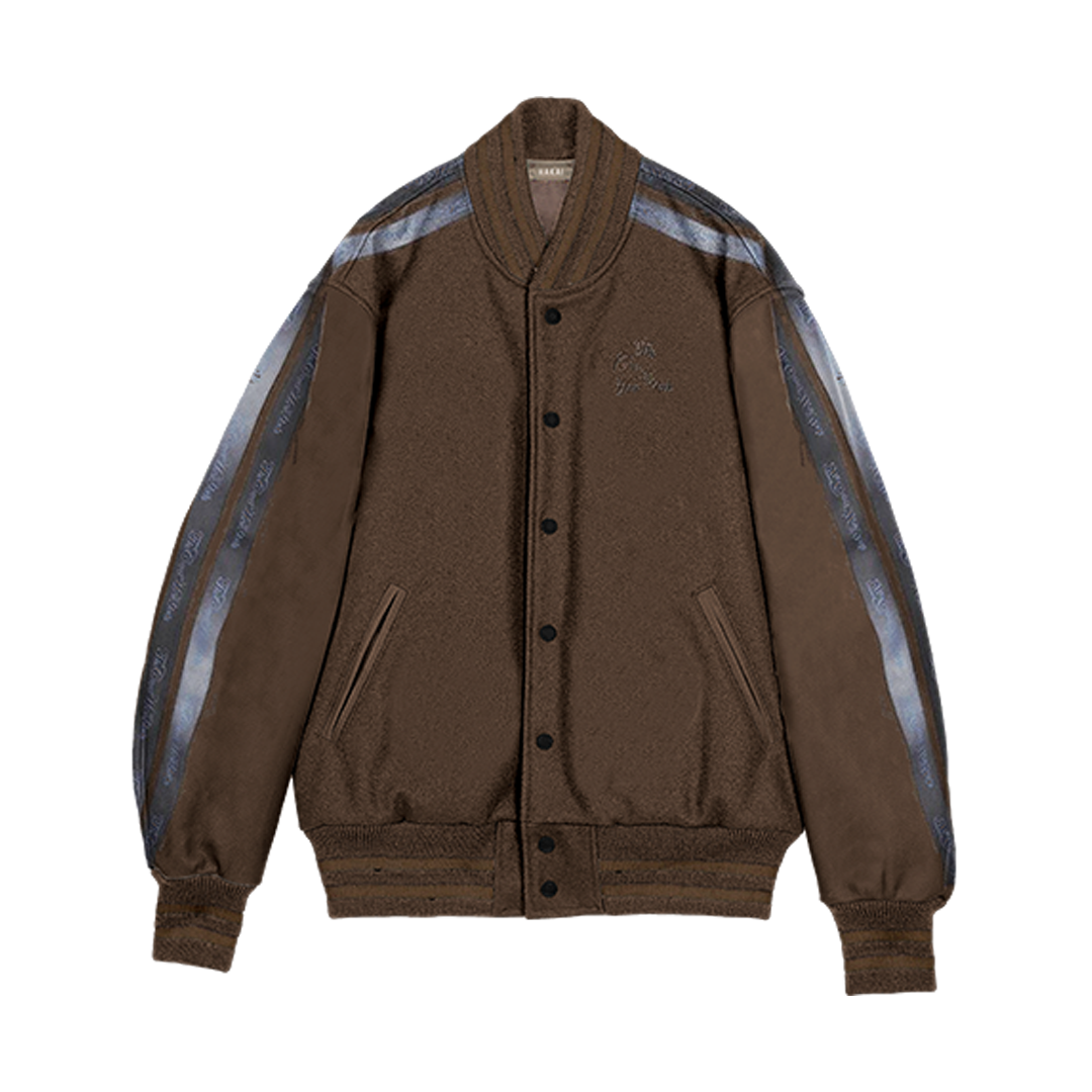 Brown Striped Varsity Jacket