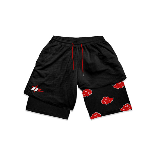 Red Clouds Compression Shorts