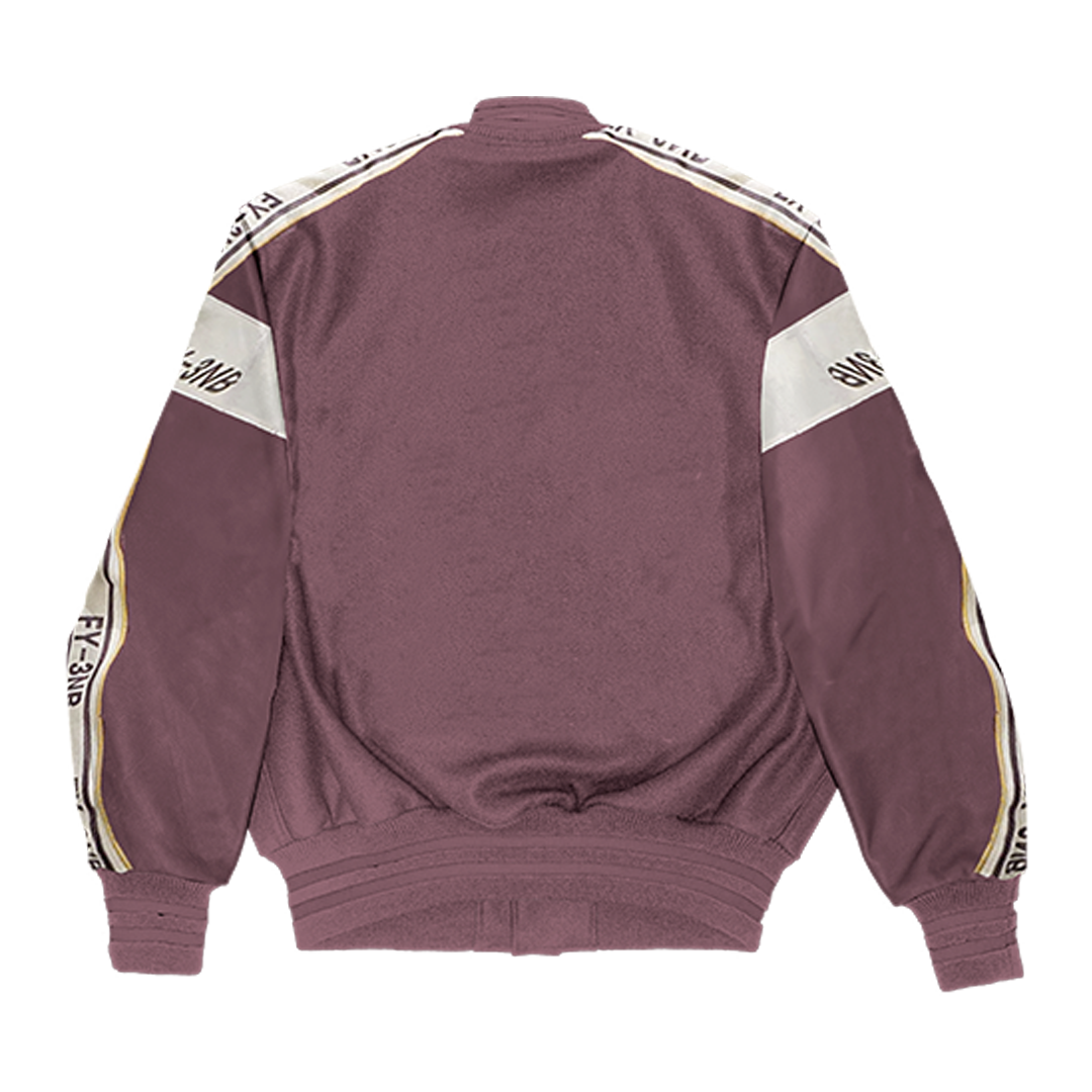 Maroon Stiped Varsity Jacket