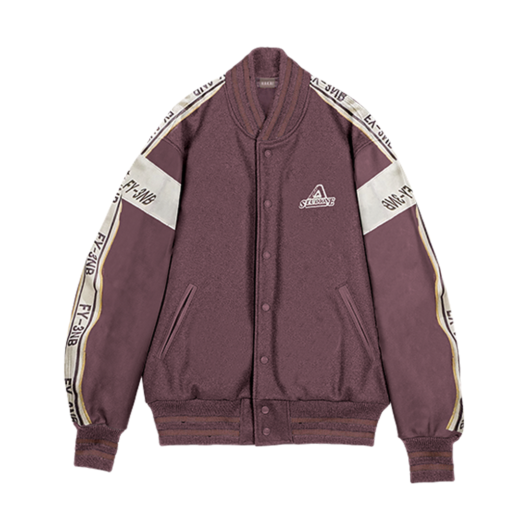 Maroon Stiped Varsity Jacket