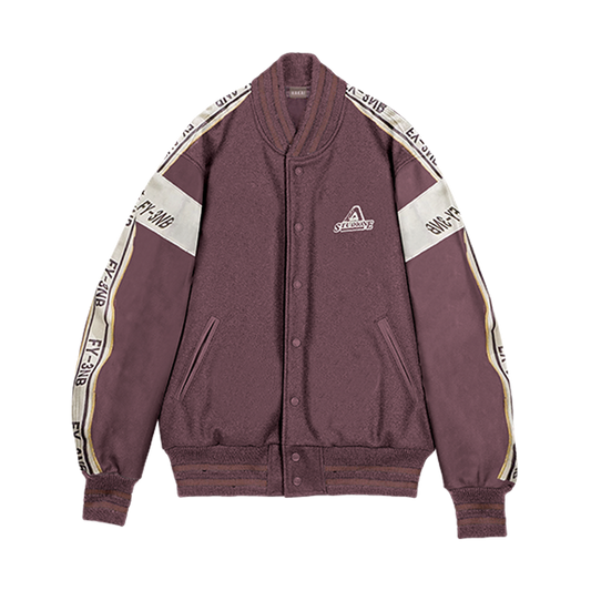 Maroon Stiped Varsity Jacket