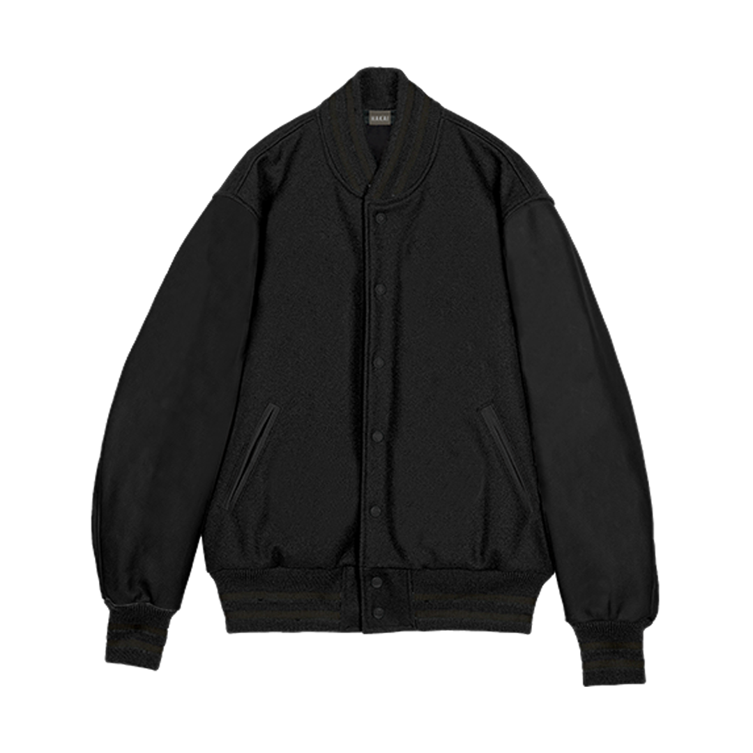 Patched Black Varsity Jacket