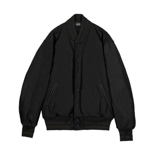 Patched Black Varsity Jacket