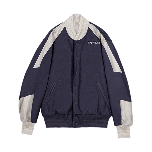 Purple Beige Varsity Jacket