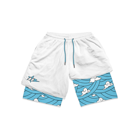 Water Pattern Compression Shorts