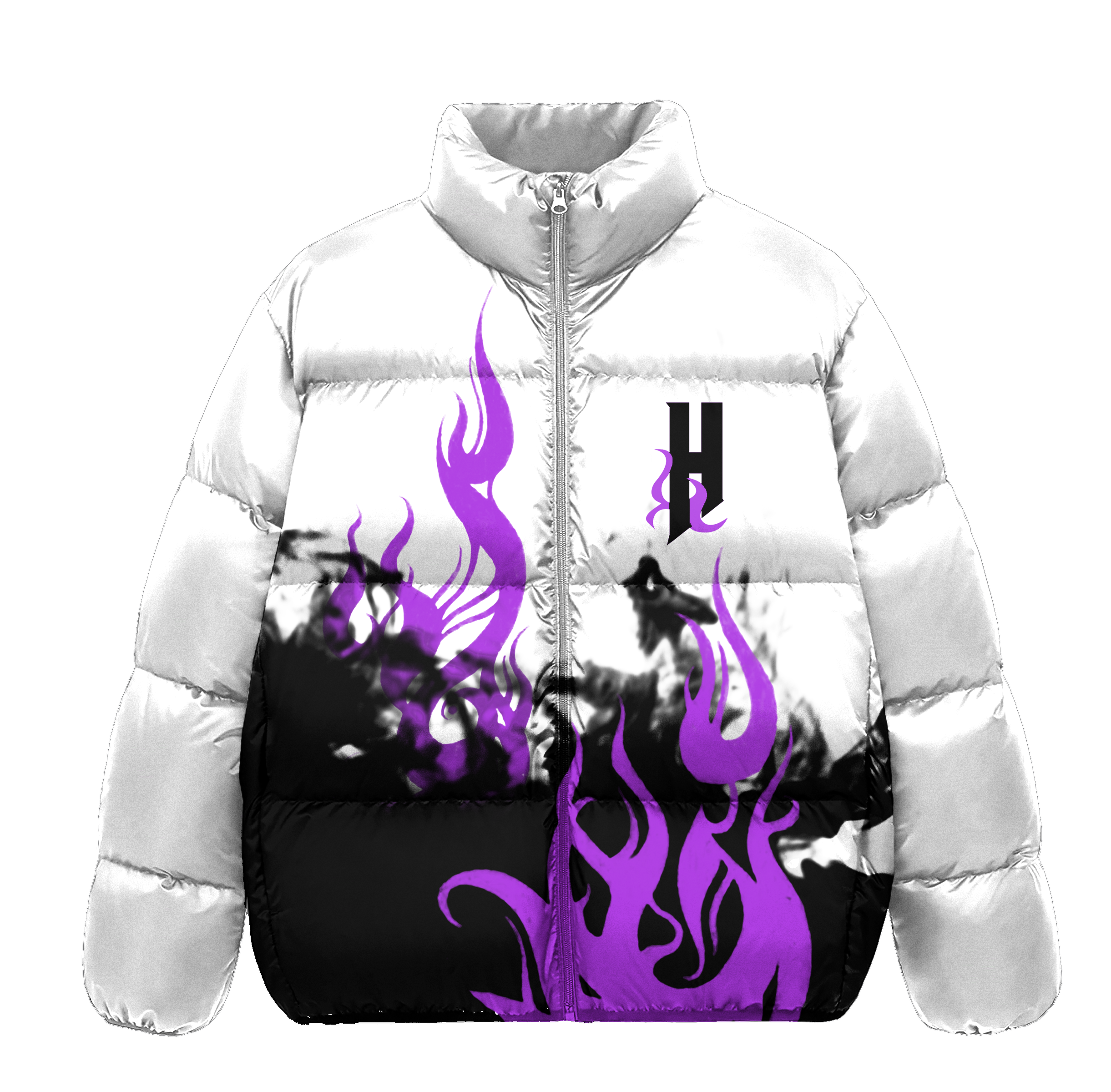 Purple Flames Puffer Jacket