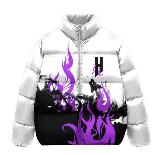 Purple Flames Puffer Jacket